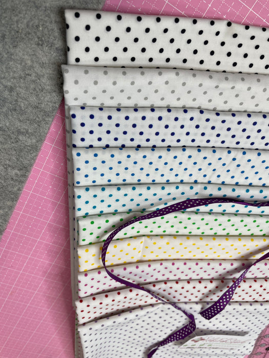 Baby Dots on white - Half Yard PROMO Bundle - (10) 18" x 42" pieces - DOTS & STRIPES & MORE Fabric Collection - Quilting Treasures