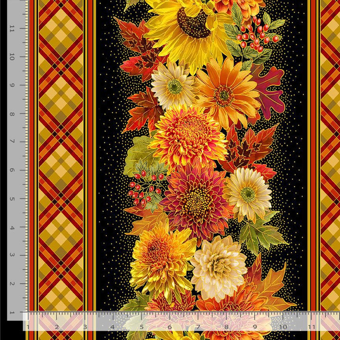 Harvest - Border Print - by the yard - Fabric by Timeless Treasures - HARVEST-CM2103-BLACK