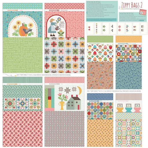 Calico and Autumn Love prints! - Home Decorator Fabric - Happy Zippy Bags 2 Panel - per PANEL - Lori Holt for Riley Blake designs - 56"x56" wide panel - HD12863-Decorator Fabric-RebsFabStash