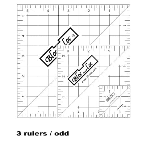 Half-Square Triangle Ruler Set #2 - 2.5", 4.5", 6.5" - Bloc Loc - HSTS2