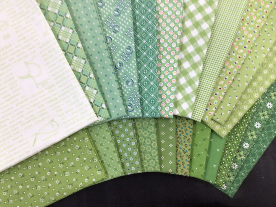 Lori Holt Greens - PROMO Fat Quarter Bundle (22) - 18" x 22" pieces - by Lori Holt of Bee in my Bonnet - Riley Blake