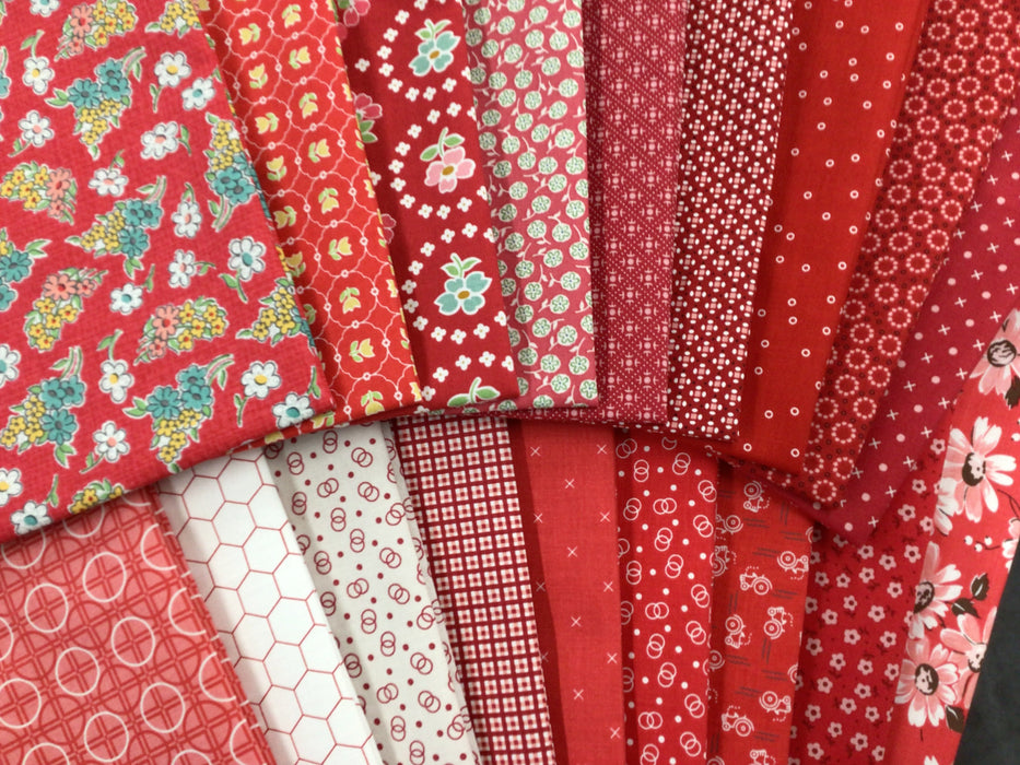 Lori Holt Reds - PROMO Fat Quarter Bundles - (18) 18" x 22" pieces - by Lori Holt of Bee in my Bonnet - Riley Blake Designs