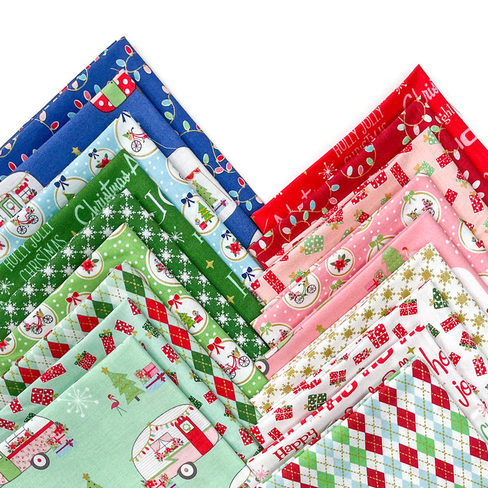 Christmas Adventure - PROMO Fat Quarter Bundle - (18) 18" x 21" pieces -by Beverly McCullough for Riley Blake - Campers, Travel - FQB-Christmas Adventure-18