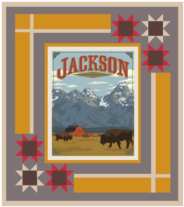 Jackson Quilt Kit Pattern by Nan Baker 70" x 78.5" National Pa