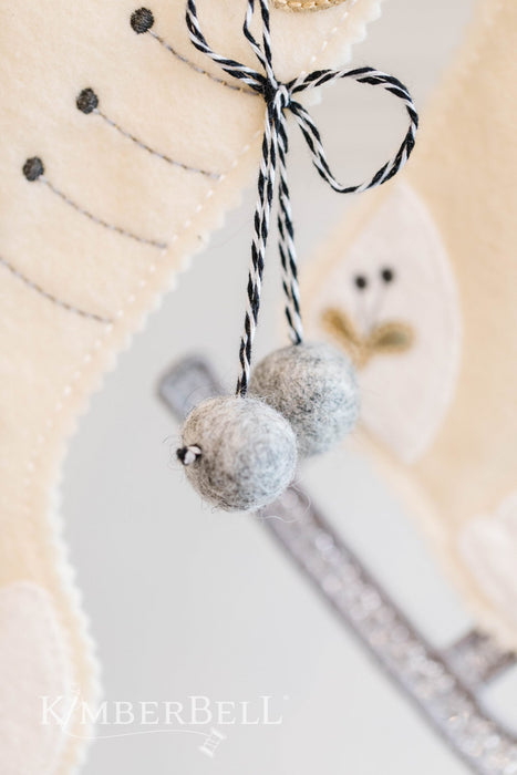 Winter Wonderland Wool Felt Balls - Buttermilk & Smokey Gray - by Kimberbell Designs - (18) 100% Wool Felt Balls - KDKB1215