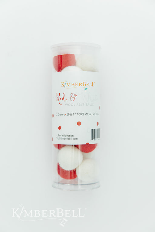 Wool Felt Balls - Red & White - by Kimberbell Designs - (16) 1" 100% Wool Felt Balls - KDKB1239-Buttons, Notions & Misc-RebsFabStash