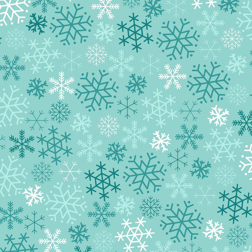 Cup of Cheer - Snowflakes - Per Yard - by Kim Christopherson of Kimberbell - Maywood - Winter, Snowflake - Aqua - MAS10205-Q-Yardage - on the bolt-RebsFabStash