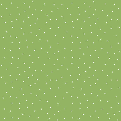 Scattered tiny White dots on Green- Per Yard- Kimberbell Basics - Maywood Studio - MAS8210-GW-Yardage - on the bolt-RebsFabStash