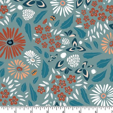A Summer Tale - Magic Meadow - Per Yard - by Isoletto Design for Phoebe Fabrics - PH0111 - floral with blue background - RebsFabStash