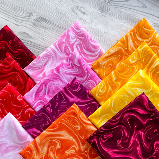 NEW! - Marbleized Fire - PROMO Half Yard Bundle - (12) 18" X 43" pieces - by Kanvas Studio for Benartex-Fat Quarters/F8s/Bundles-RebsFabStash