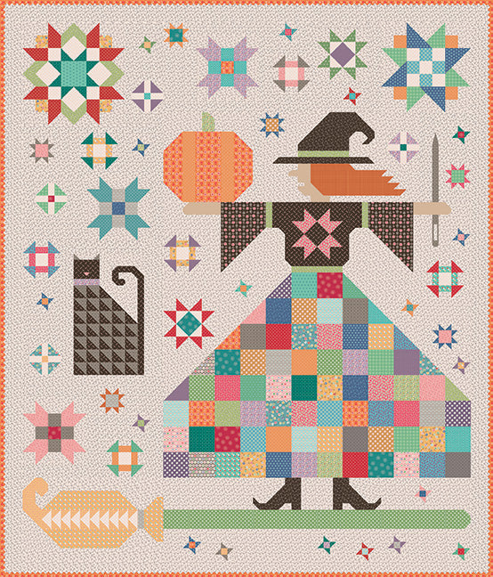 SHIPPING SOON! - Lori Holt - The Quilted Witch - Preorder BACKING KIT - Bee Dots 108" Wide Back- Riley Blake