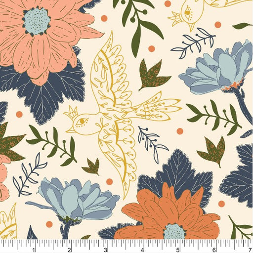Spring Promises - Golden Flower Bed - Per Yard - by Amicreative for Phoebe Fabrics - PH0140-Yardage - on the bolt-RebsFabStash