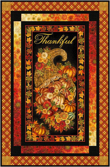Harvest - Packed Metallic Bouquet - by the yard - Fabric by Timeless Treasures - HARVEST-CM2105-BLACK