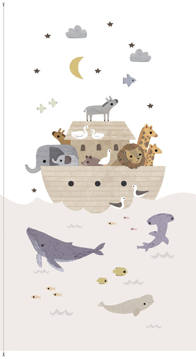 Noah's Ark - Panel - Dear Stella - neutrals on white - 24" Noah's Ark Panel - DLT3547-Multi
