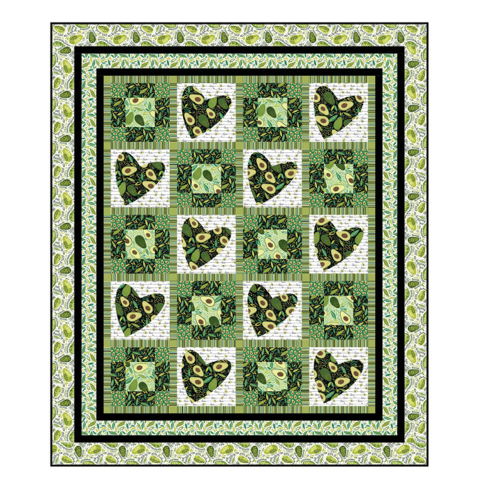 New! Love Patch Quilt - Quilt Kit - Uses Avocado Love by Northcott - Pattern by Ladeebug Design - finished size 51" x 60"