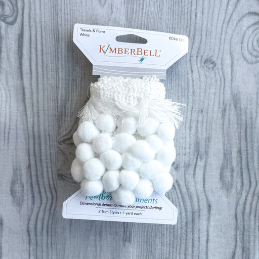 Tassels & Poms Trim - White - by Kimberbell Designs - 1 yard - KDKB131-Buttons, Notions & Misc-RebsFabStash