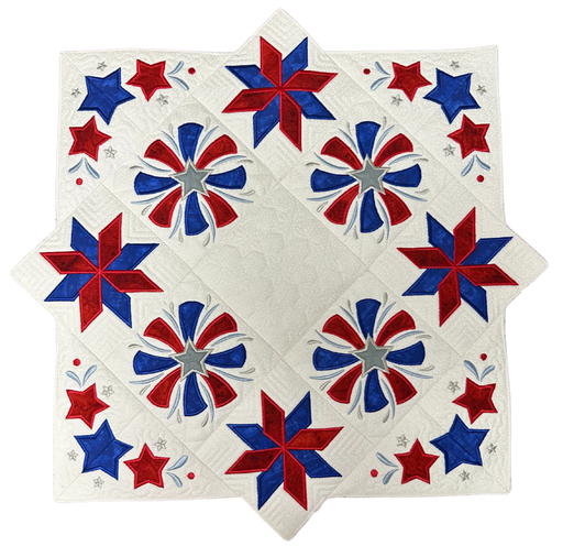 Patriotic Table Topper Kit - Machine Embroidery - Red, White, & Blue-Quilt Kits & PODS-RebsFabStash