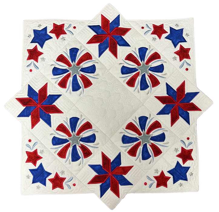 Patriotic Table Topper Kit - Machine Embroidery - Red, White, & Blue