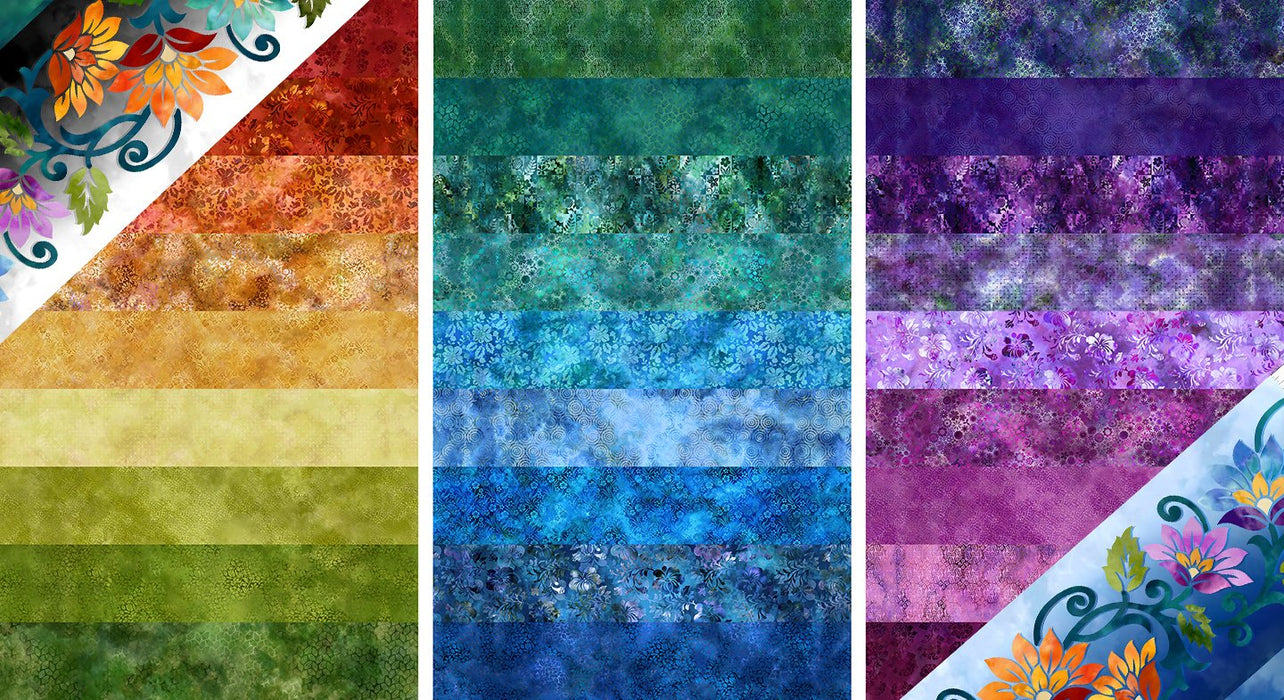 Prism Fabric Collection - Jason Yenter - In The Beginning Fabrics - 13JYQ-1 - By The Yard - aqua flowers
