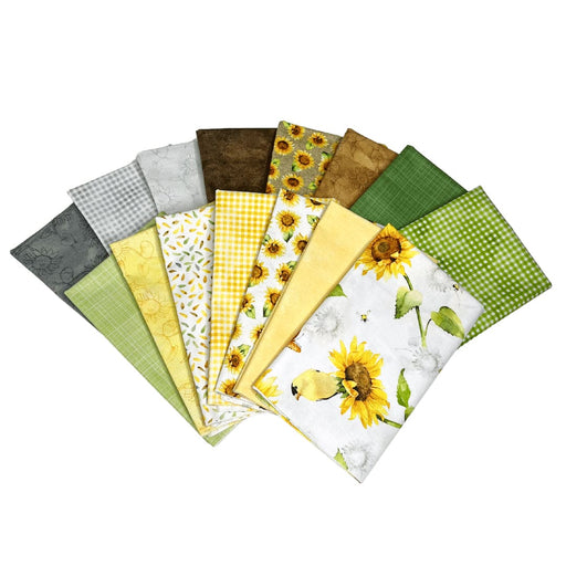 NEW! Sunflower Field - PROMO Fat Quarter Bundle - (15) 18" x 21" pieces - by Sandy Lynam Clough for P&B Textiles - Sunflowers, summer, floral-Fat Quarters/F8s/Bundles-RebsFabStash