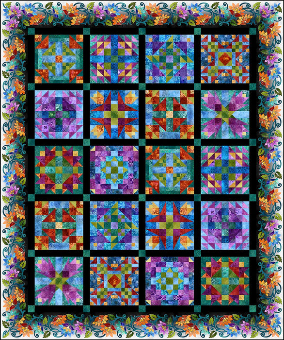 Prism BOM Sampler Quilt - Quilt KIT - Jason Yenter - In The Beginning Fabrics - 2 Color Options: Blue or Black 82.5" x 98.5"