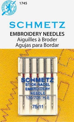 Schmetz - Universal Machine Embroidery Needles - 5 pack - Size 75/11 - S1745-RebsFabStash