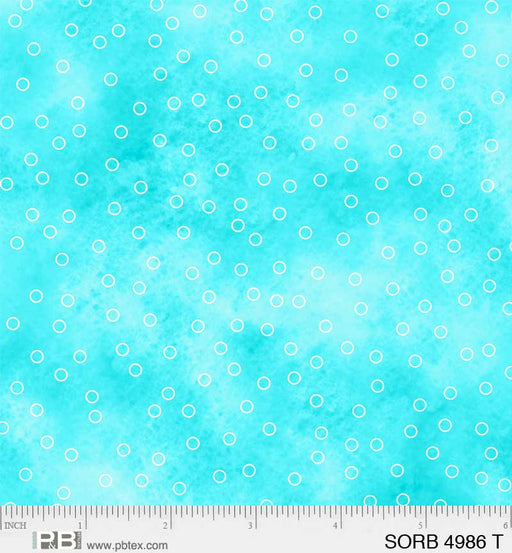 Sorbet - per yard - Basics from P&B Textiles - pastel tonals - 4986T - circles bubbles on light teal-Yardage - on the bolt-RebsFabStash