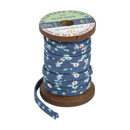 1/4" Double Fold Bias Tape - Cook Book Denim Blossom - by Lori Holt of Bee in my Bonnet for Riley Blake Designs - ST-24567-RebsFabStash