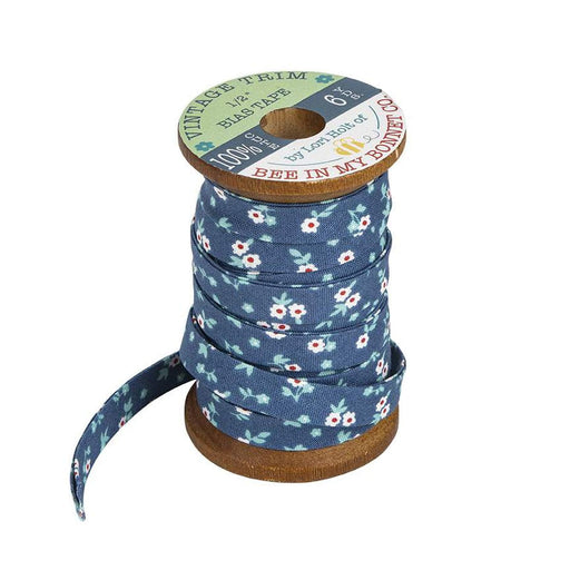 1/2" Double Fold Bias Tape - Cook Book Denim Blossom - by Lori Holt of Bee in my Bonnet for Riley Blake Designs - ST-24569-RebsFabStash