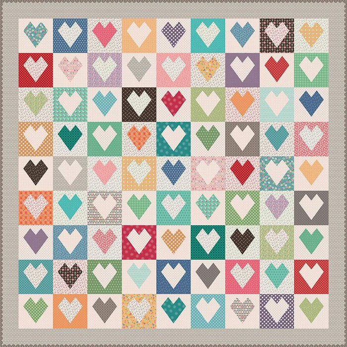 Heart Quilt Paper 10” - Lori Holt of Bee in my Bonnet - Riley Blake - 42 Pieces