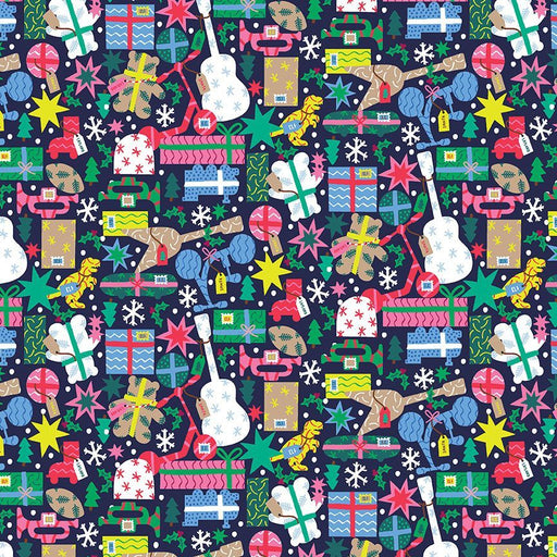 Namasanta - Gangsta Wrapper - Per Yard - by Dear Stella - Winter, Christmas, Santa - STELLA-D2470 NAVY