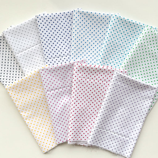 Baby Dots on white - Half Yard PROMO Bundle - (10) 18" x 42" pieces - DOTS & STRIPES & MORE Fabric Collection - Quilting Treasures-Half Yard/Bundles-RebsFabStash