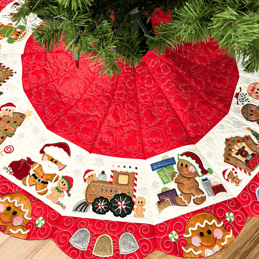 In The Hoop Gingerbread Tree Skirt - Fabric KIT - Machine Embroidery - Fabric Only-Quilt Kits & PODS-RebsFabStash