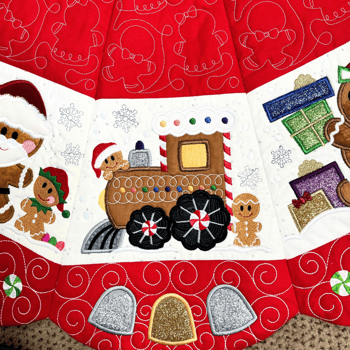 In The Hoop Gingerbread Tree Skirt - Fabric KIT - Machine Embroidery - Fabric Only