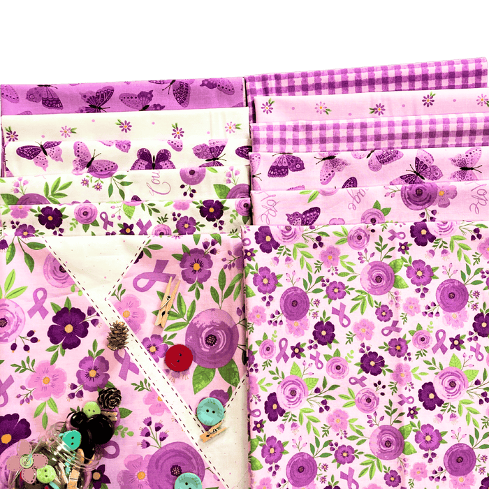 Strength in Lavender - PROMO Fat Quarter Bundle (11) 18" x 22" pieces + (1) 24" Panel - by RBD Designers for Riley Blake Designs