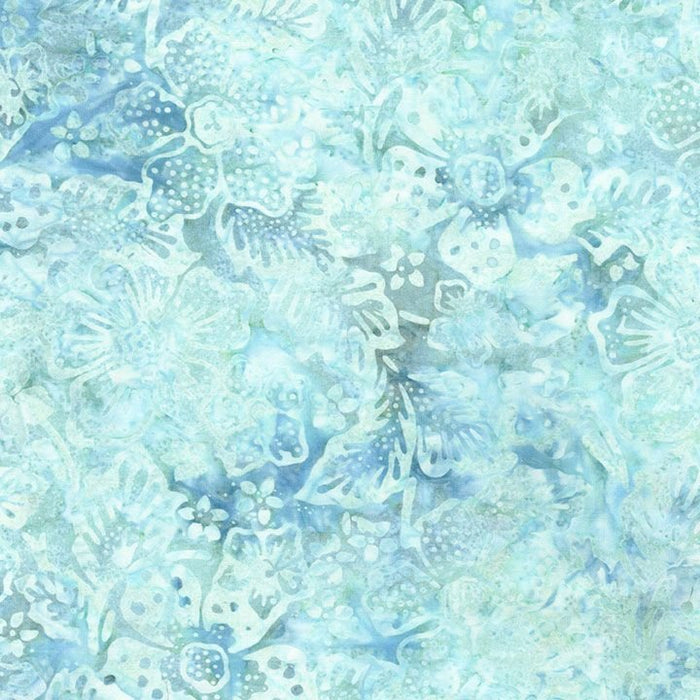 Tonga Batik - Exotic Tropical Flowers - Seafoam - Per Yard - Timeless Treasures - Blue - TONGA-B1778 SEAFOAM