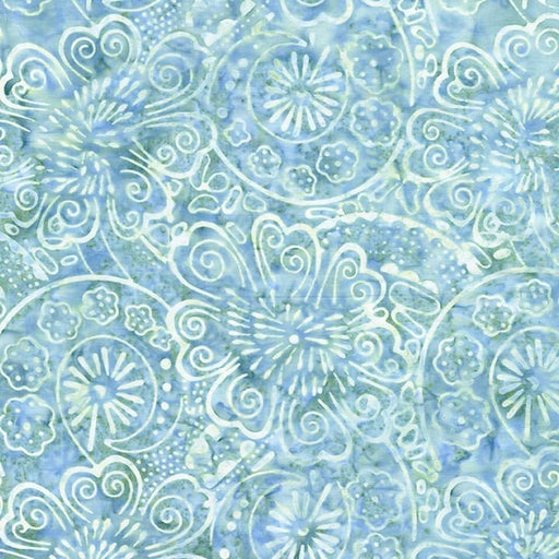 Tonga Batik - Painted Flowers and Swirls - Meadow - Per Yard - Timeless Treasures - Blue - TONGA-B8746 MEADOW-Yardage - on the bolt-RebsFabStash