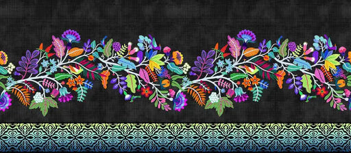  Teapot Sampler - Jason Yenter - In the Beginning Fabrics - 2TPS1 - Floral border print on black