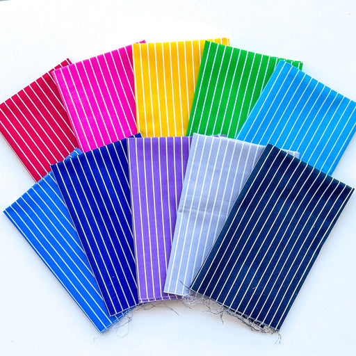 Thin Stripe on Color - Fat Quarter PROMO Bundle - (10) 18" x 21" pieces - DOTS & STRIPES & MORE Fabric Collection - Quilting Treasures-Fat Quarters/F8s/Bundles-RebsFabStash
