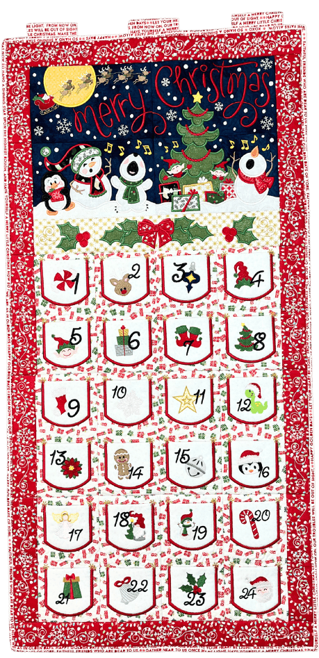 Whimsical Advent Calendar Kit - Machine Embroidery - Christmas-Quilt Kits & PODS-RebsFabStash