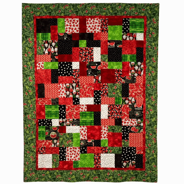 Easy as ABC and 123 Quilt KIT - by Shabby Fabrics - 57" x 75" - featuring Watermelon Party by Timeless Treasures - Fruit, Watermelon, Gnomes