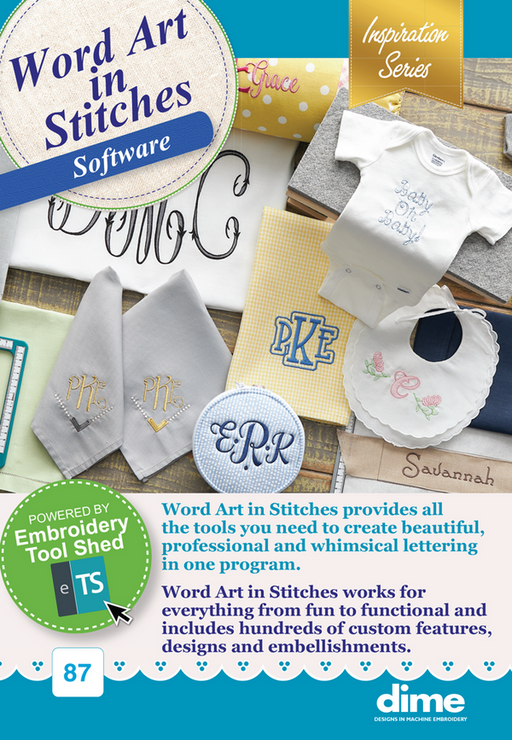 Word Art In Stitches Embroidery Software - DIME - use your embroidery machine to monogram and more! - 87BDEC-WordArt-Embroidery Software-RebsFabStash