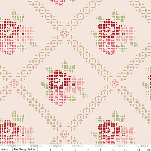 Mercantile Fabric Collection by Lori Holt - 108" Wide Back - PerYard - Riley Blake Designs - WB14408 - PINKS-Wide 108" - Quilt Backs-RebsFabStash