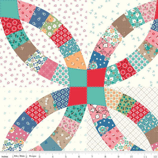 108 Wide Home Town Backing - Quilt Back Fabric -Per Yard - by Lori Holt for Riley Blake Designs - 108" wide Home Town - Wedding Print - WB14502-Wide 108" - Quilt Backs-RebsFabStash