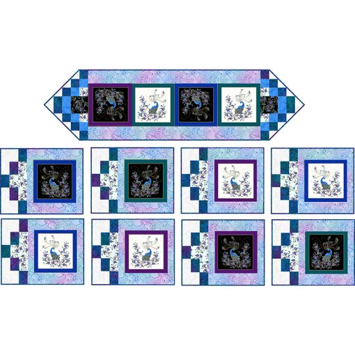 What's for Dinner Quilt Pattern - Ann Lauer - Make 8 Placemats and table runner with Peacock Flourish fabric-Quilt Kits & PODS-RebsFabStash