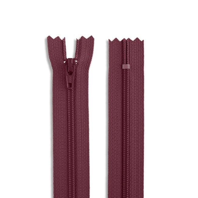 14" Nylon Coil Non-Separating Zipper - Burgundy - YKK-Zipper-6