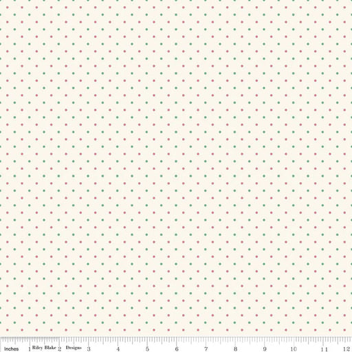 Lily Dot by Penny Rose Studio - Per Yard -Pink and Green dots on Cream - C5934-Yardage - on the bolt-RebsFabStash