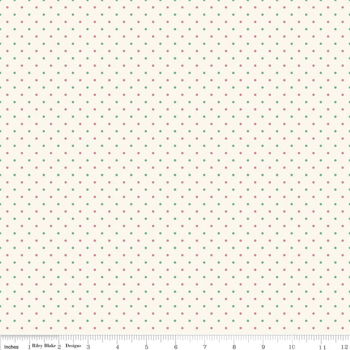 Lily Dot by Penny Rose Studio - Per Yard -Pink and Green dots on Cream - C5934-Yardage - on the bolt-RebsFabStash