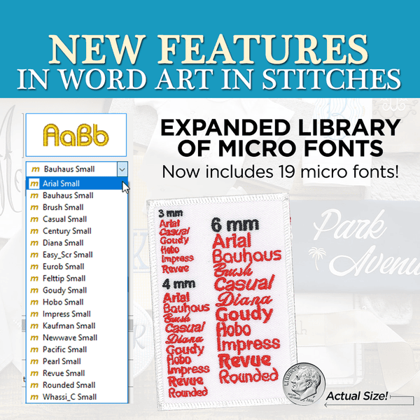 Word Art In Stitches Embroidery Software - DIME - use your embroidery machine to monogram and more! - 87BDEC-WordArt