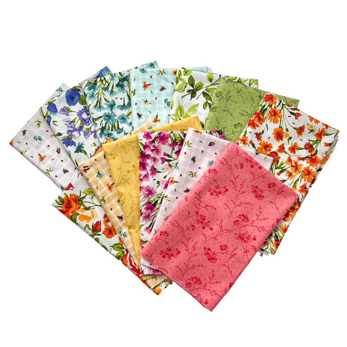 Bloom On - PROMO FAT QUARTER Bundle- (13) 18" x 21" FQ's - by Maywood Studio - Includes fabrics from Bloom On and Kimberbell Basics